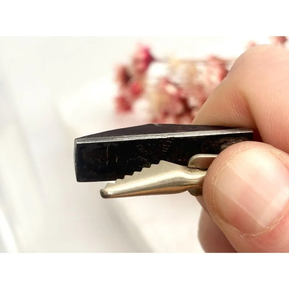 Taxco, Mexico Sterling Silver Dark Wood Short Vintage Men's Tie Bar | Tie Clip